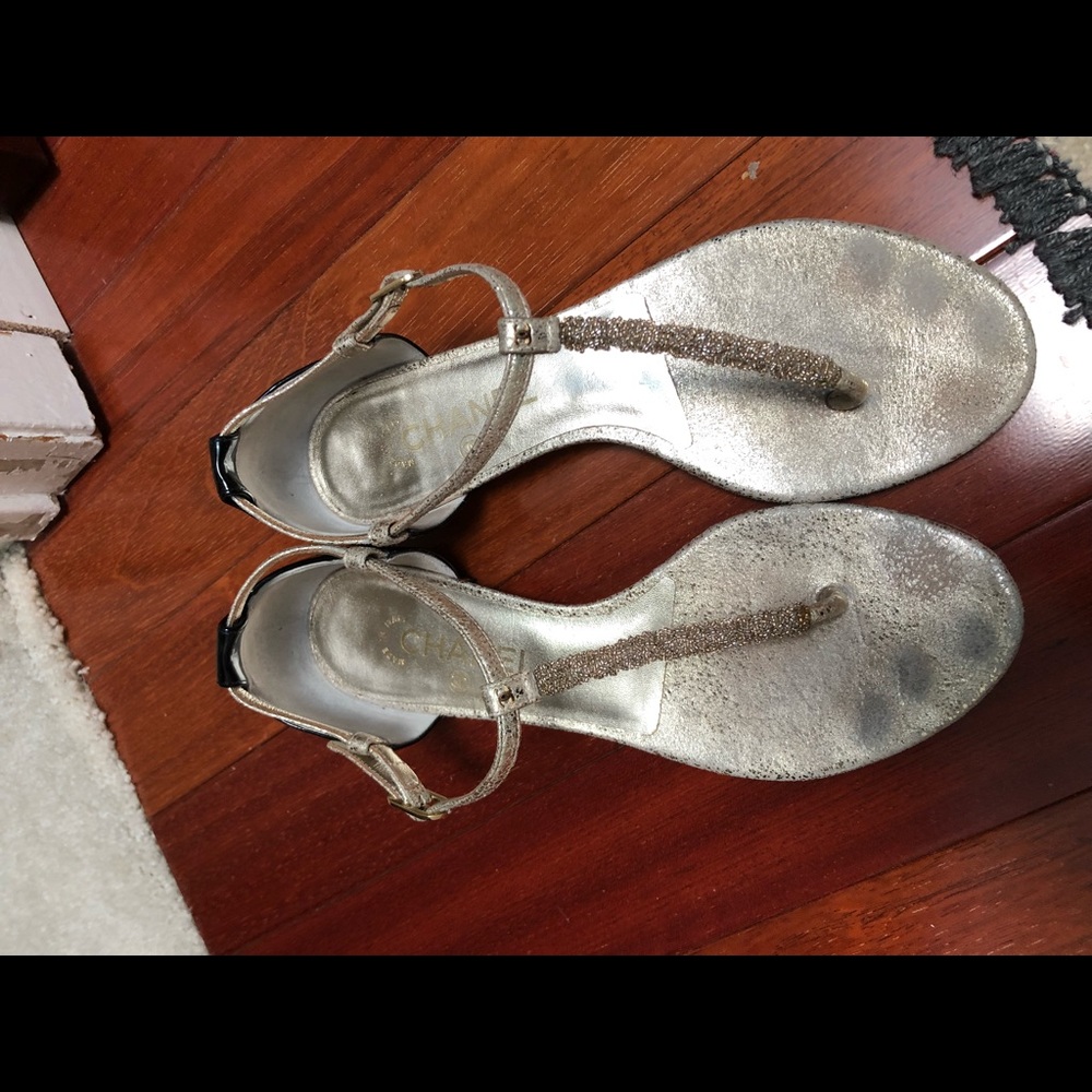 Authentic Chanel Silver Sandels
